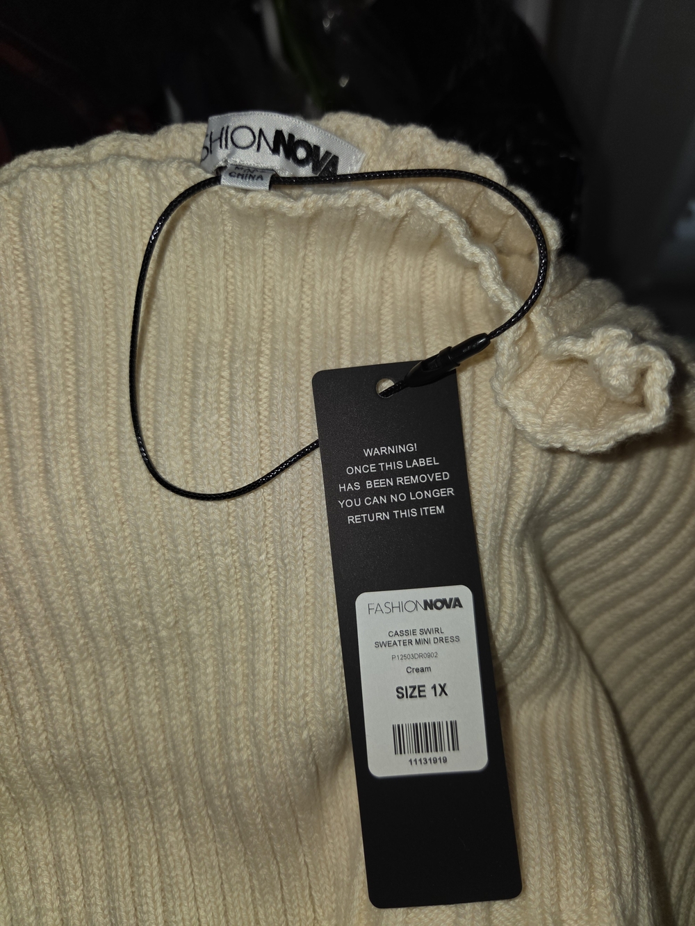 Fashion Nova Cream Ribbed Mini Dress - Picture 5 of 5
